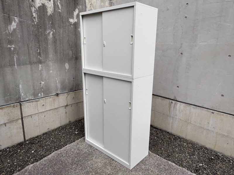 ANWシリーズ　スチール引違い書庫　上下セット（A4 5段対応）　中古_0