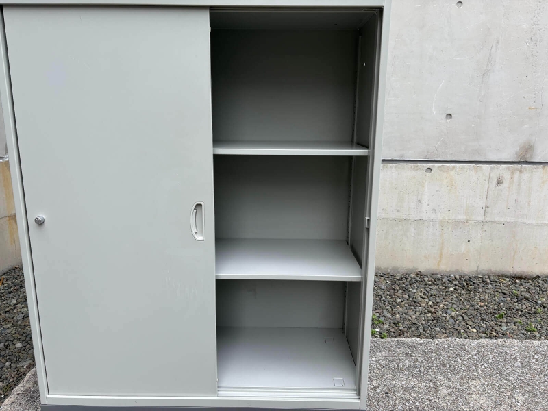NW型キャビネット　ガラス引戸+スチール引戸　上下セット（A4 6段対応） 中古_7