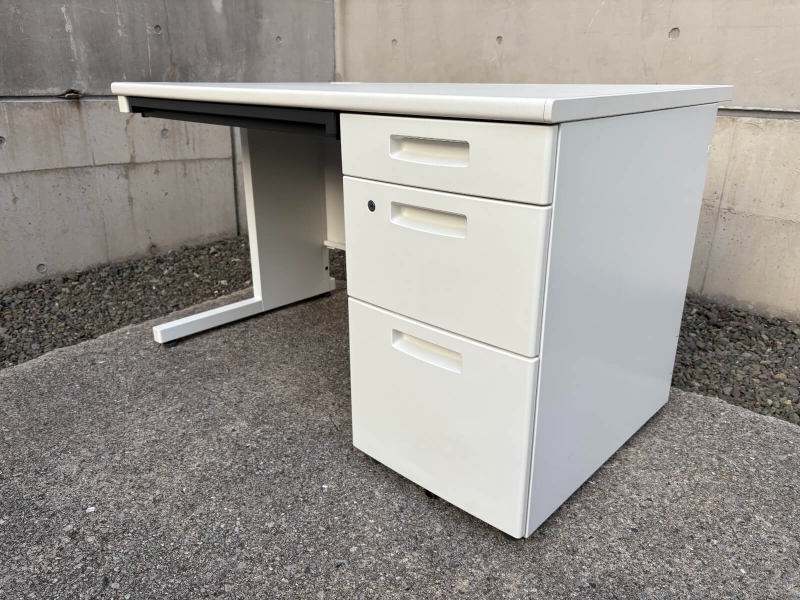 ピクサ２シリーズ　片袖机　W1200　ホワイト　中古_0