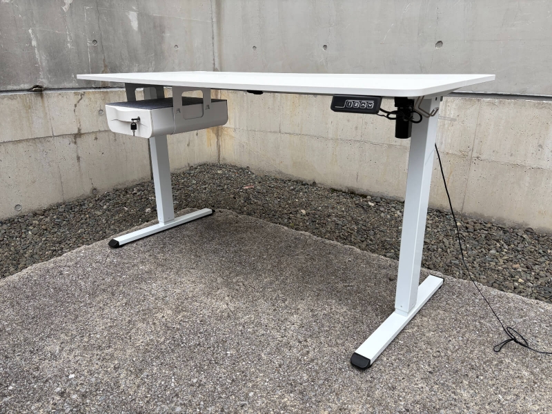 電動昇降デスク　W1400/D600/H730-1180㎜　引出し付き　中古_0