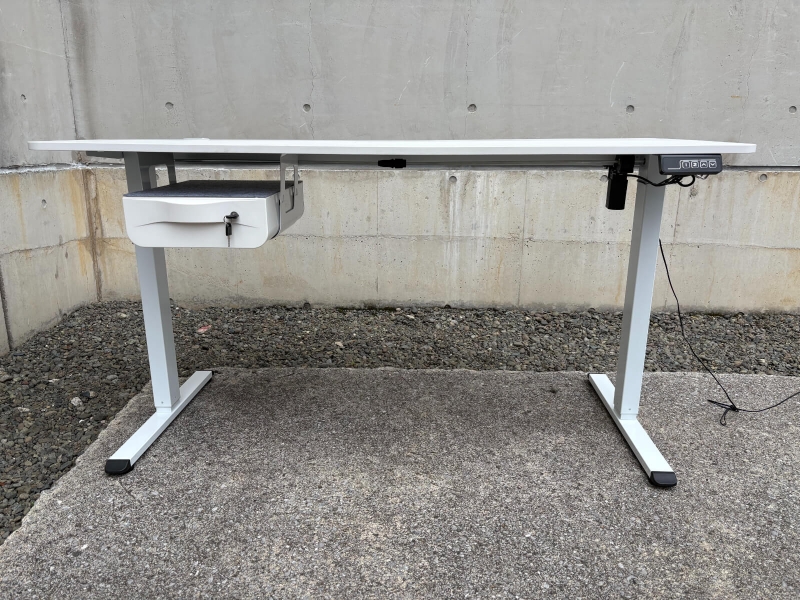 電動昇降デスク　W1400/D600/H730-1180㎜　引出し付き　中古_1