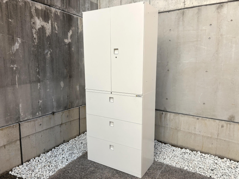 レクトラインキャビネット　両開+3段ラテラル（A4 6段対応）　中古_0
