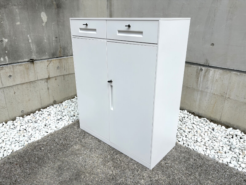 スチールキャビネット　引き出し+両開き書庫　L022　中古_0