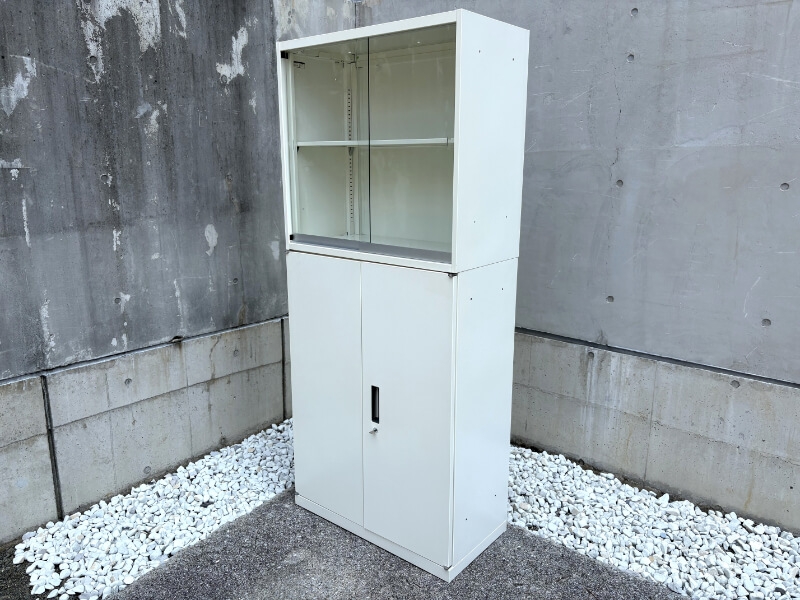 ビラージュ　ガラス戸+両開き書庫（A4 5段対応）　中古_0