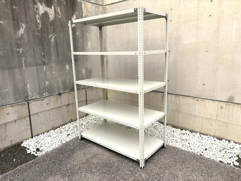 セミボルトレス軽量棚　100㎏耐荷/段　W1200/D600/H1800㎜　中古_0